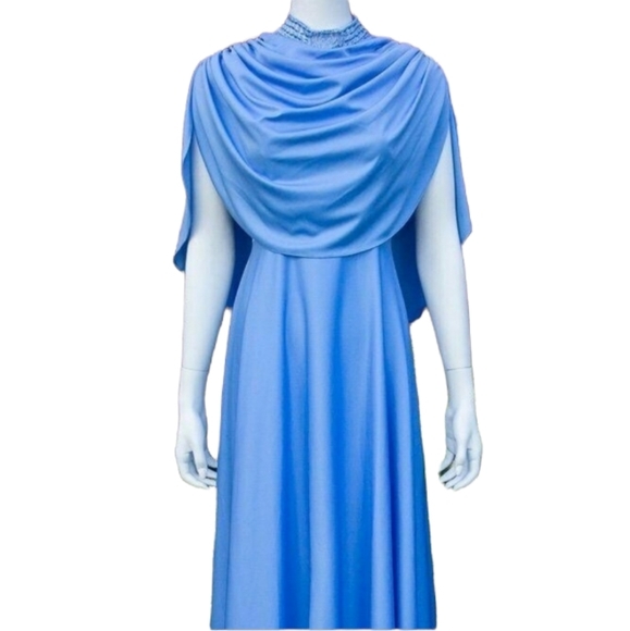 Vintage Dresses & Skirts - Blue Cape Maxi Dress